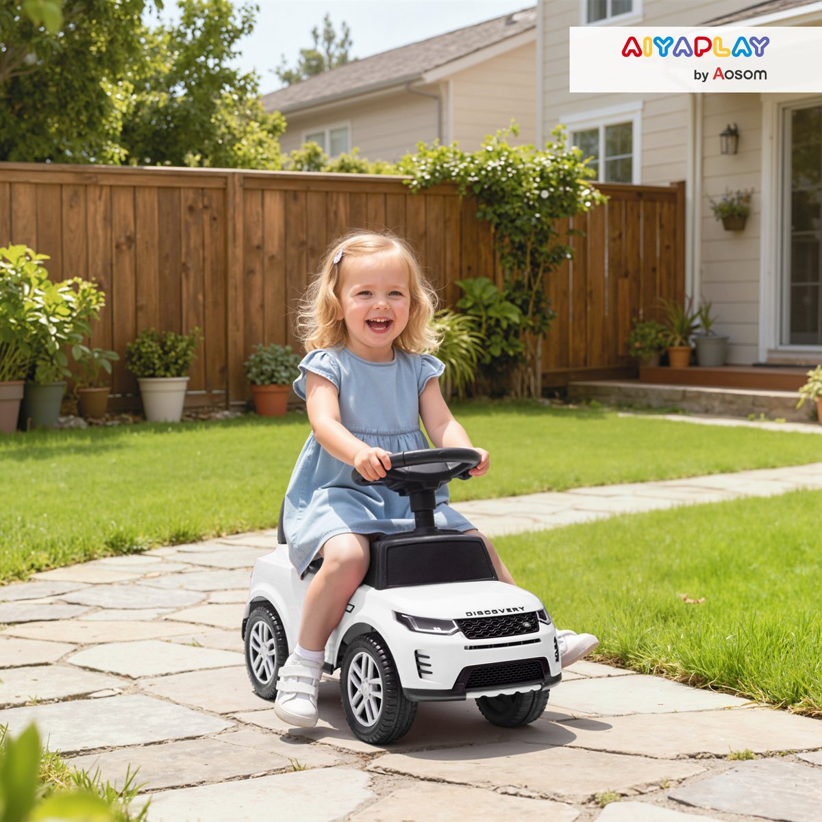 Voiture à glissière pour enfants PP et acier blanc, AIYAPLAY