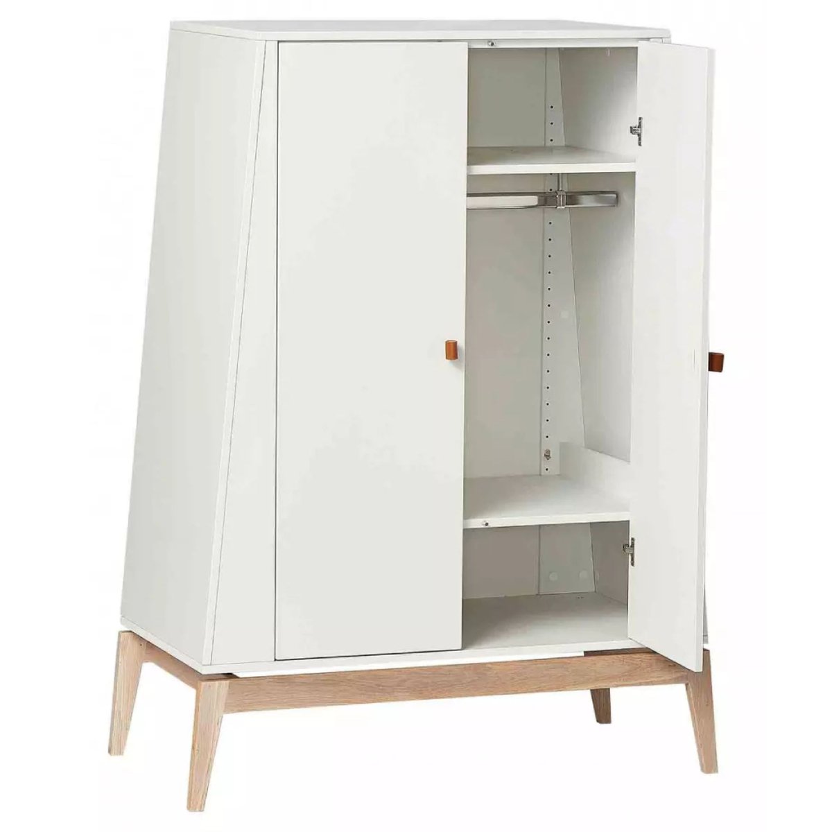 Armoire 2 portes Luna small Blanc et Chêne blanc, LEANDER