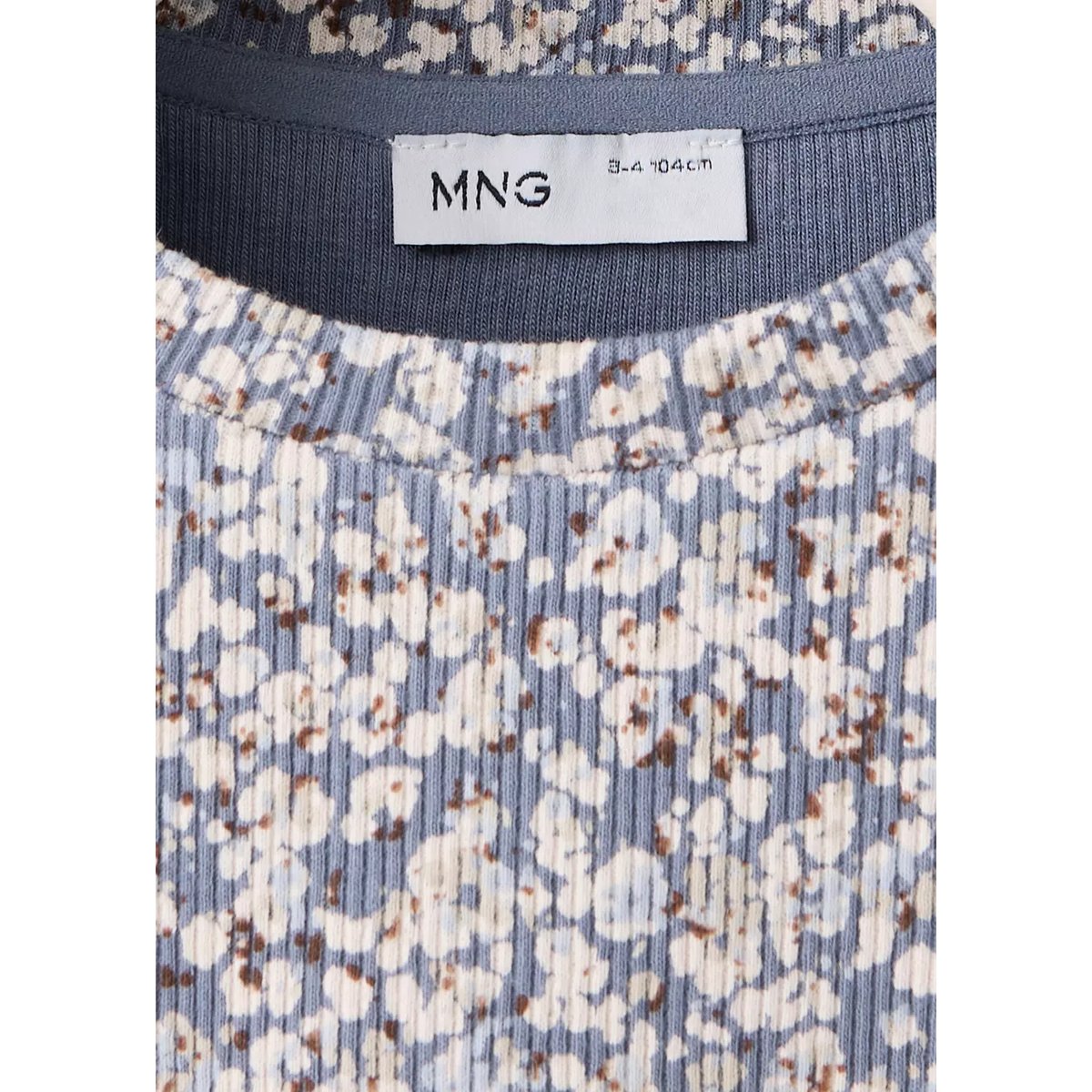 T-shirt côtelé fleurs bleu, MANGO BABY