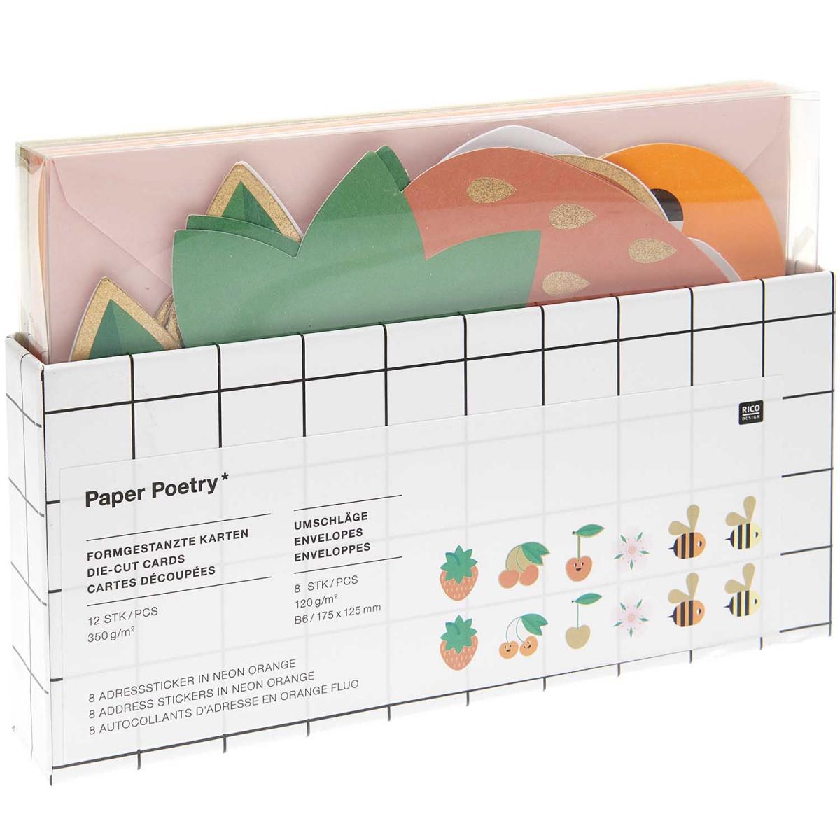 Set de cartes et enveloppes - Just bees Fruits et flowers couleur unique, RICO DESIGN