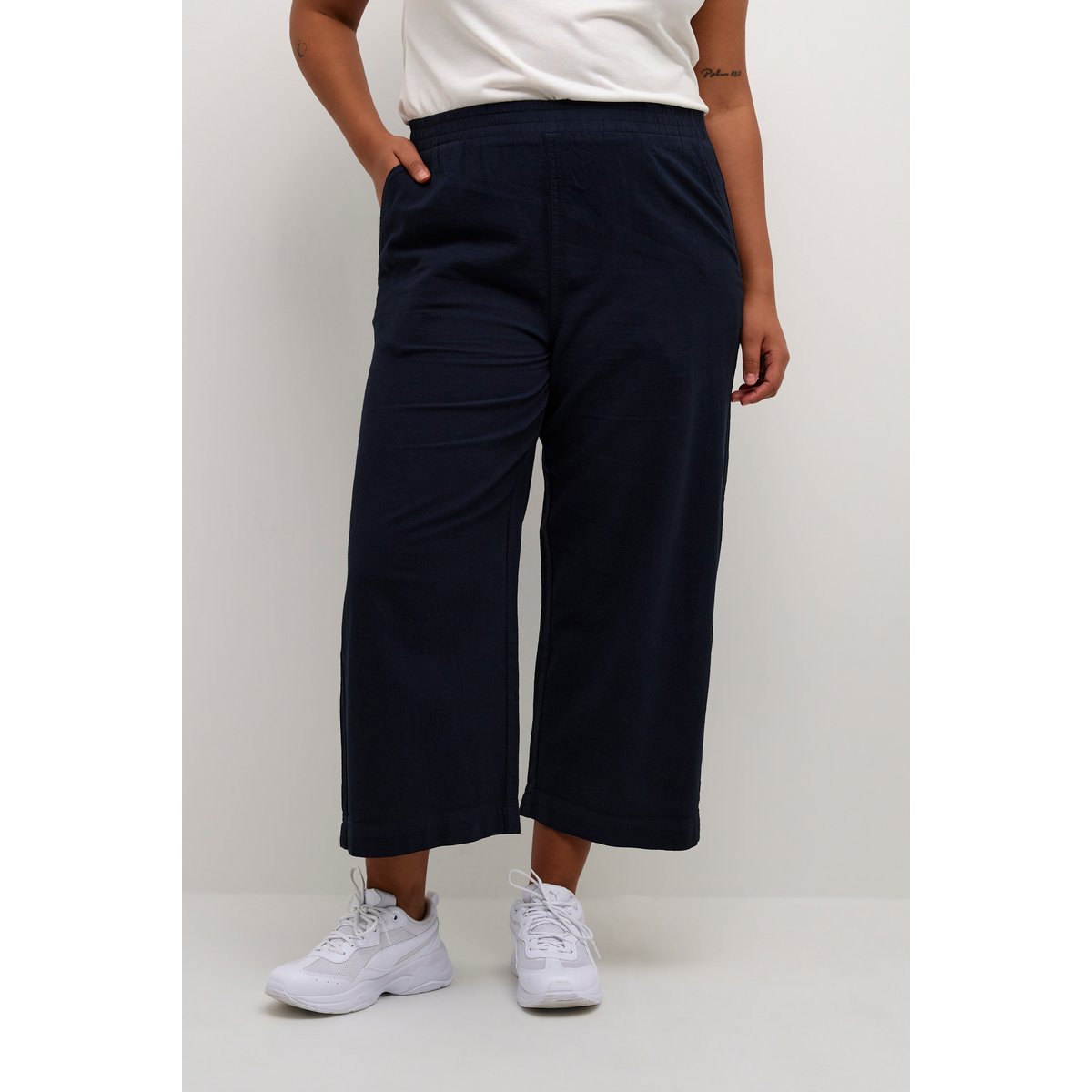 Pantalon casual bleu midnight marine, KAFFE CURVE