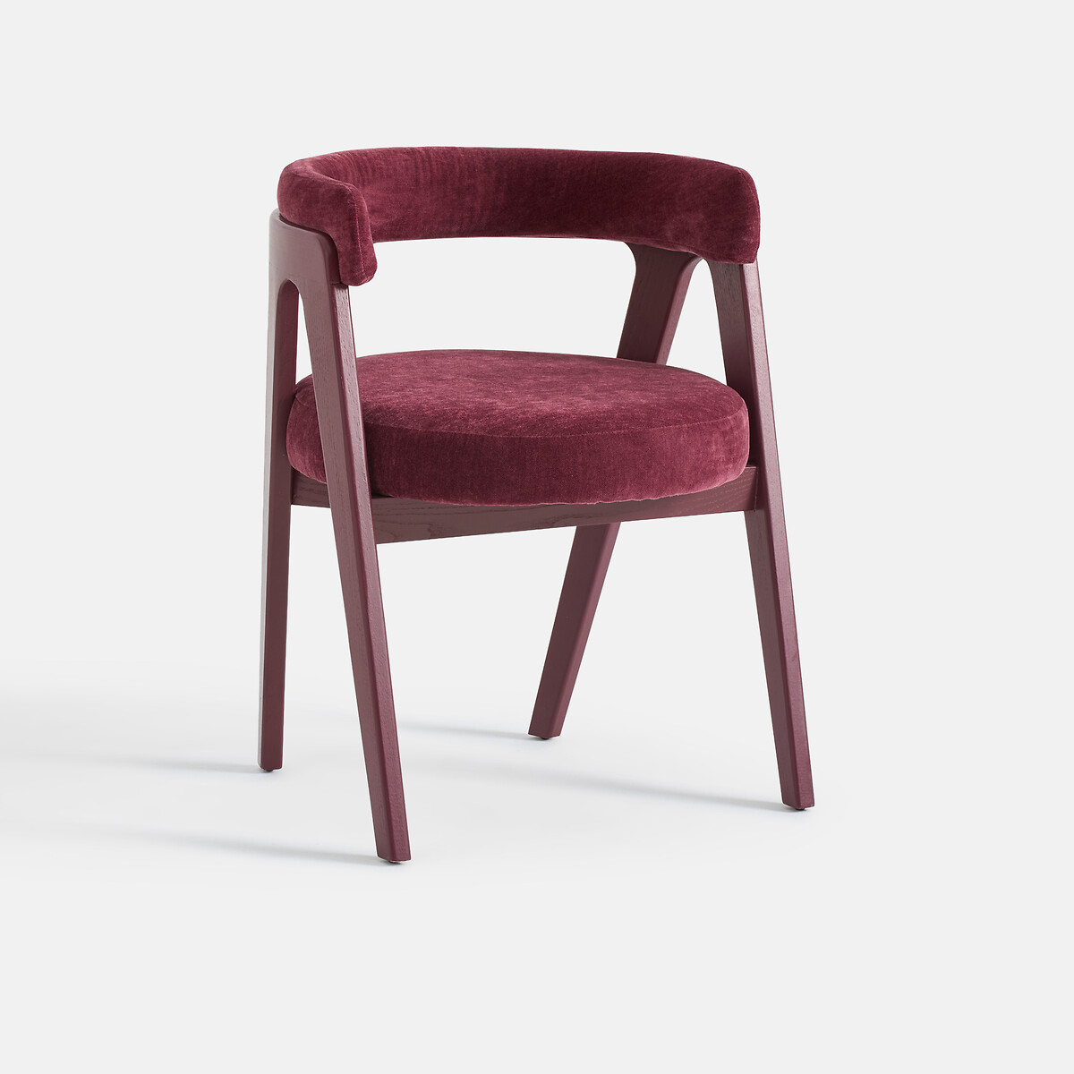 Silla de comedor vintage, de fresno macizo y terciopelo, VALENTINA burdeos, LA REDOUTE INTERIEURS