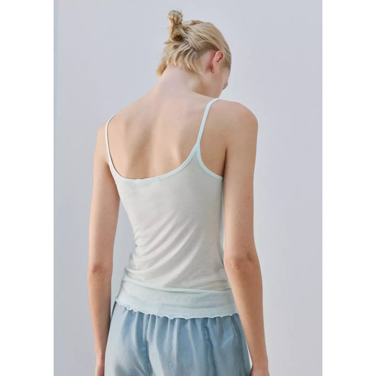 T-shirt micromodal bretelles bleu, MANGO
