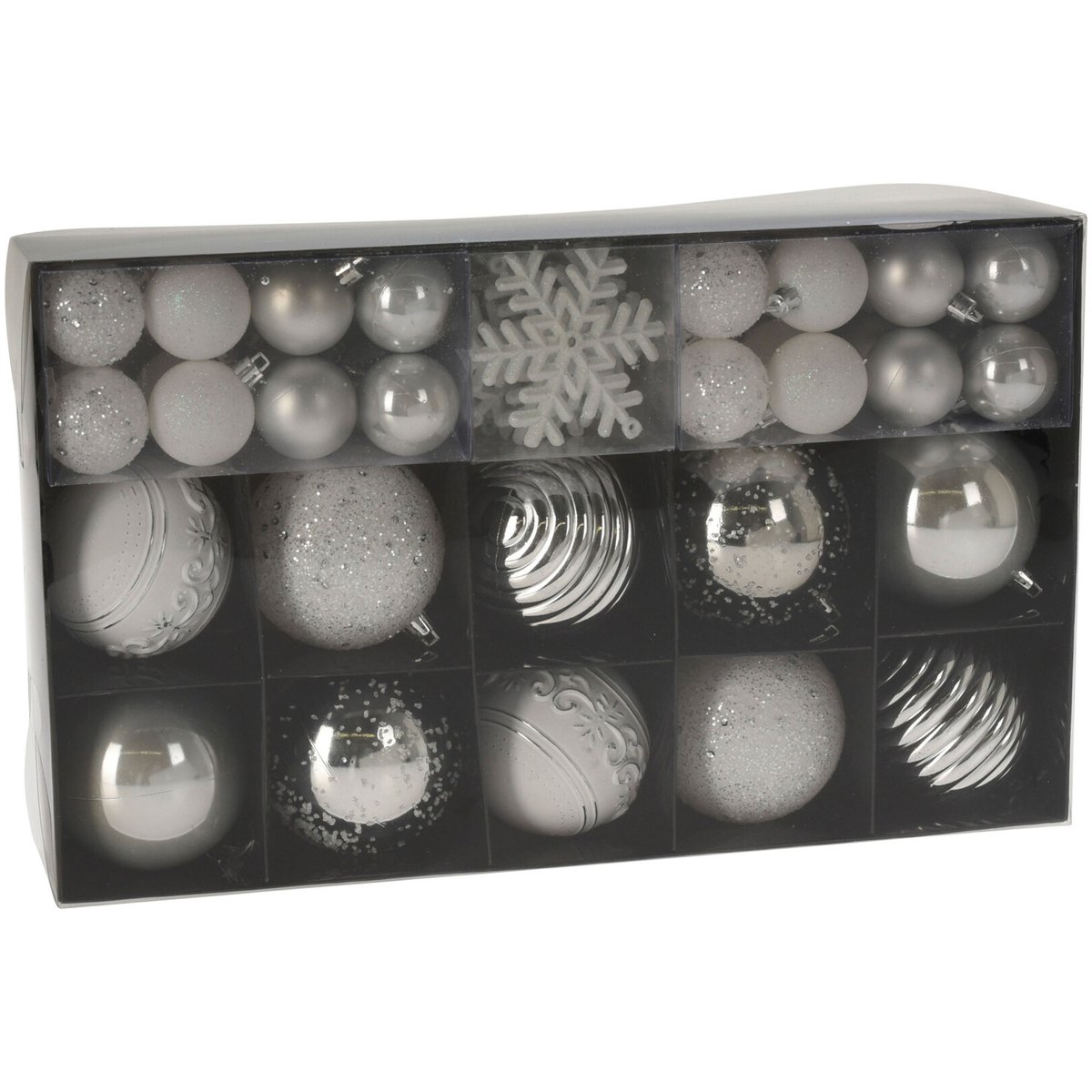 Set de 50 boules de Noël blanches et argentées blanc, WADIGA