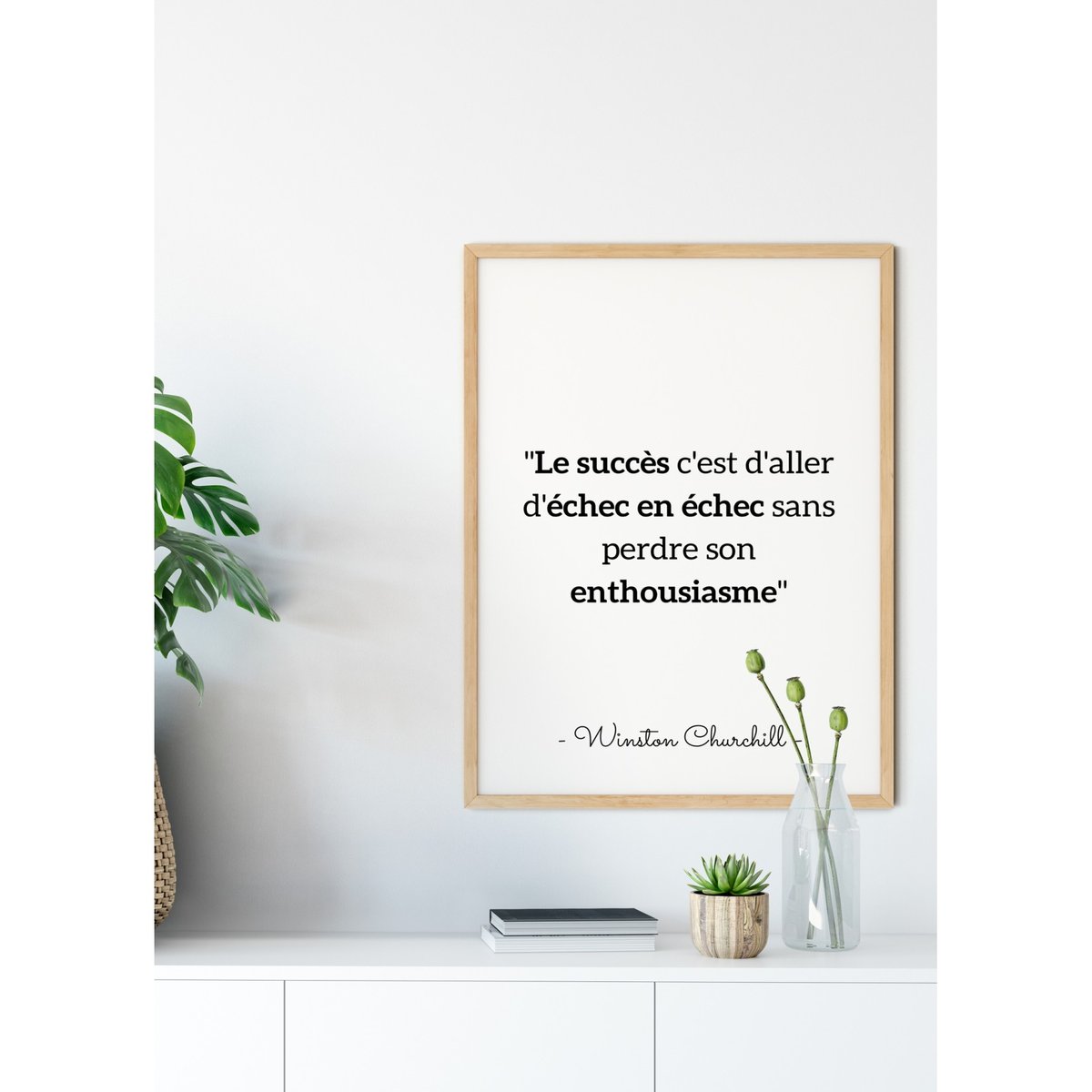 Affiche citation Winston Churchill 'Le succès c'est aller...' blanc, L'AFFICHERIE