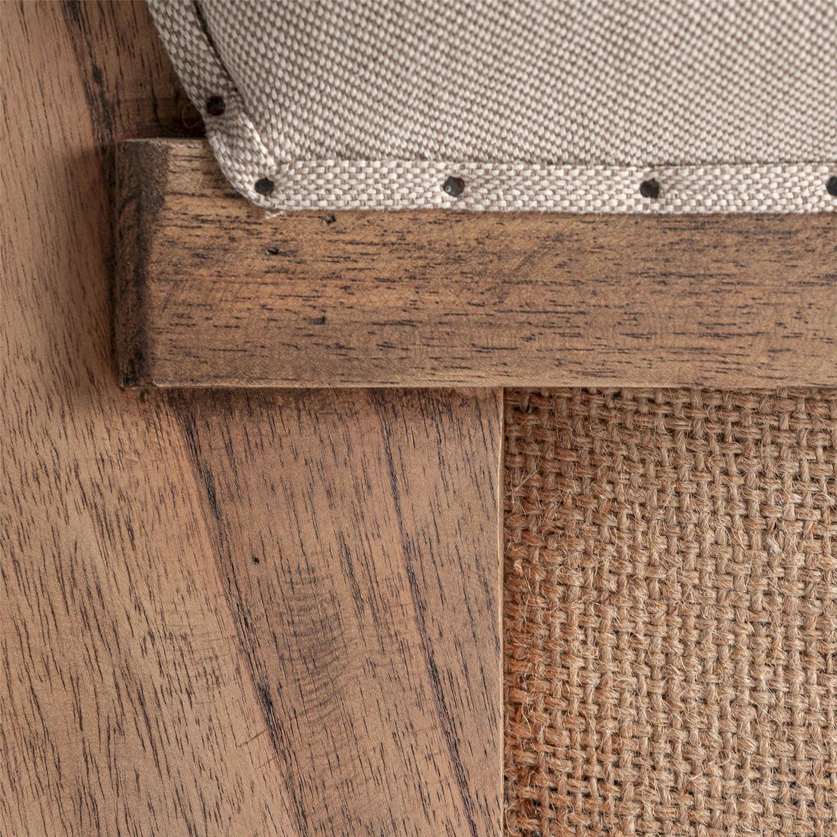 Fauteuil classique haut dossier bois et lin lin crème et bois marron, RECOLLECTION