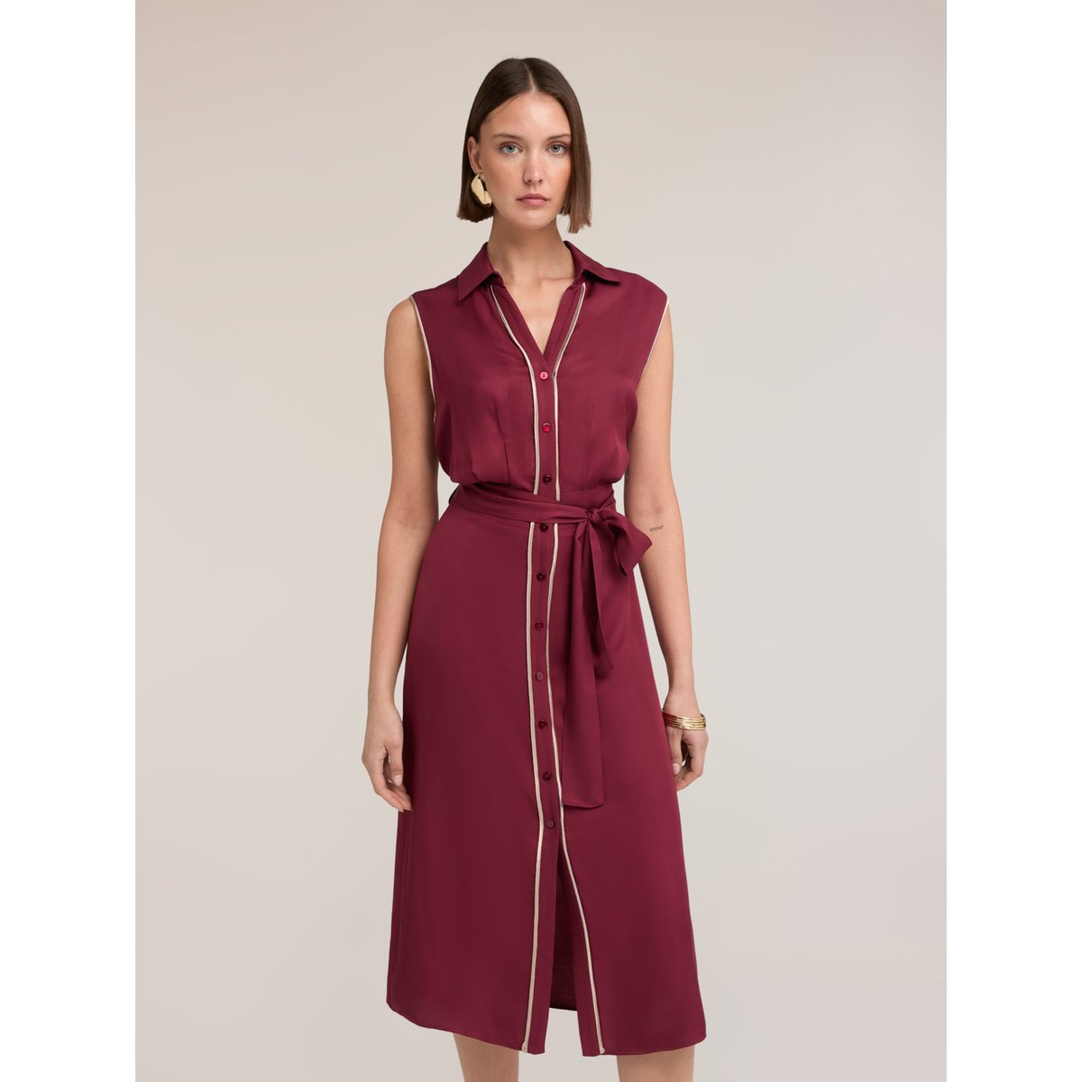 Robe chemisier avec ceinture burgundy, MOTIVI