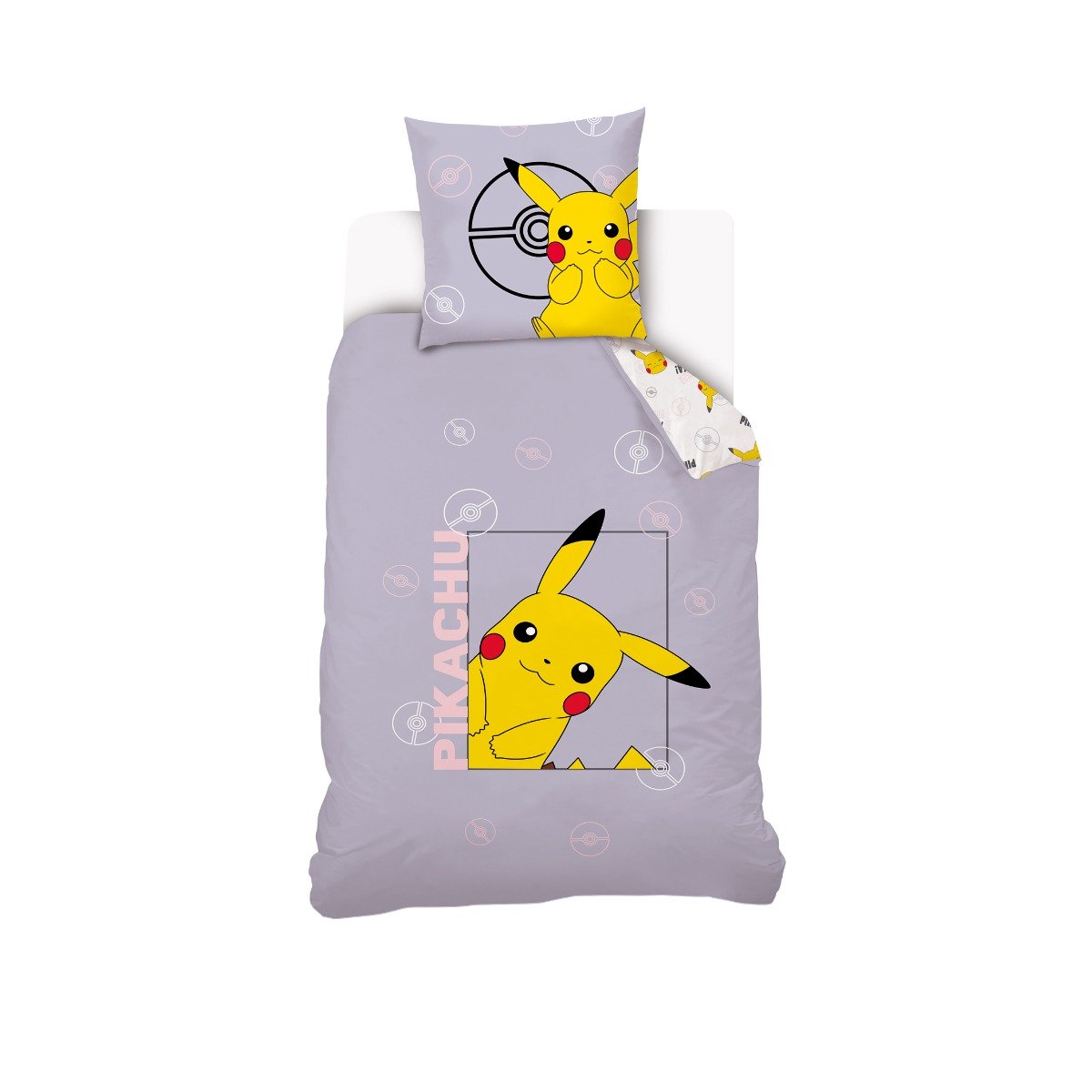 Parure de lit coton Pokémon, PIKACHU MIMI violet, POKEMON