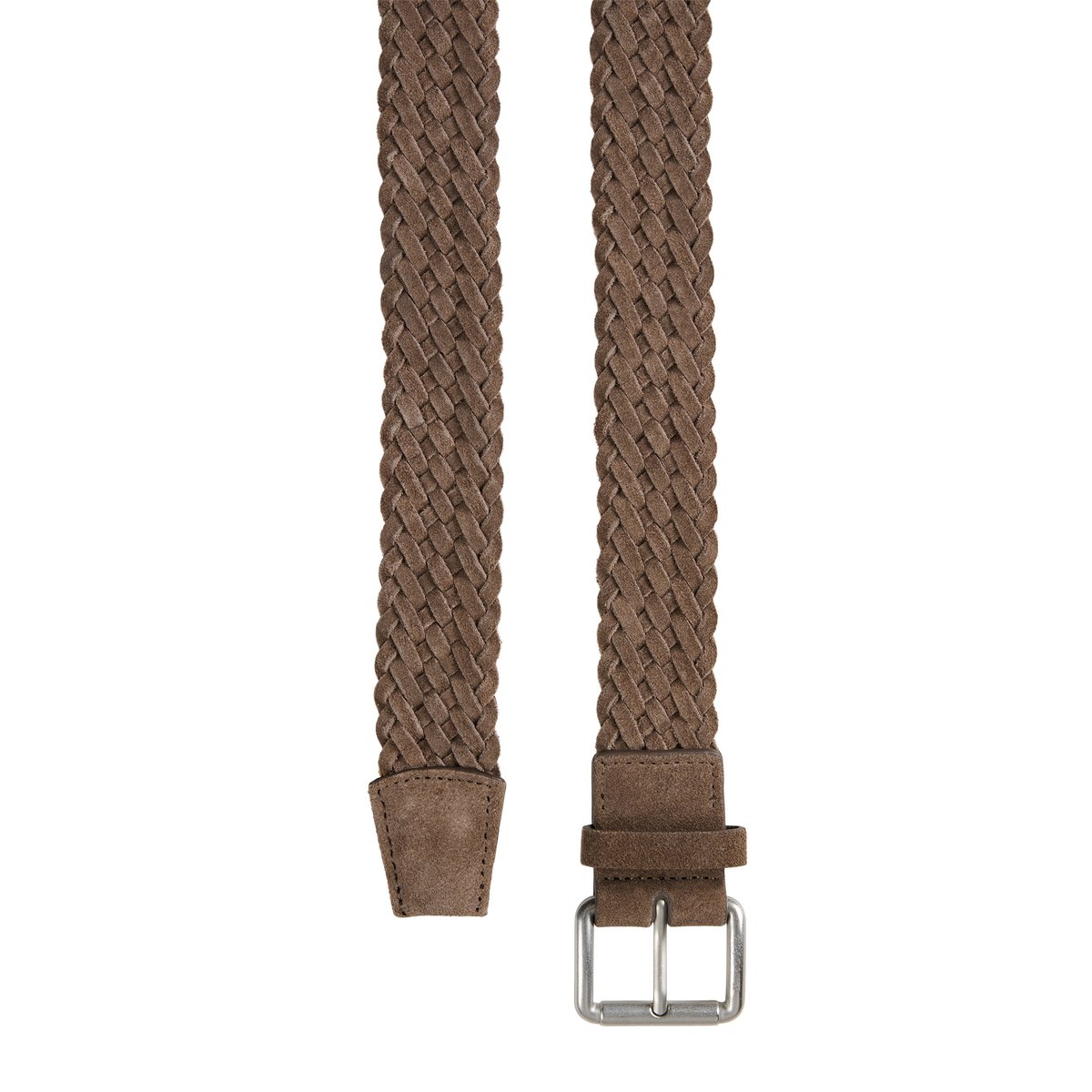 Ceinture tressée, modèle Vince en cuir velours souple marron clair, MARC O'POLO