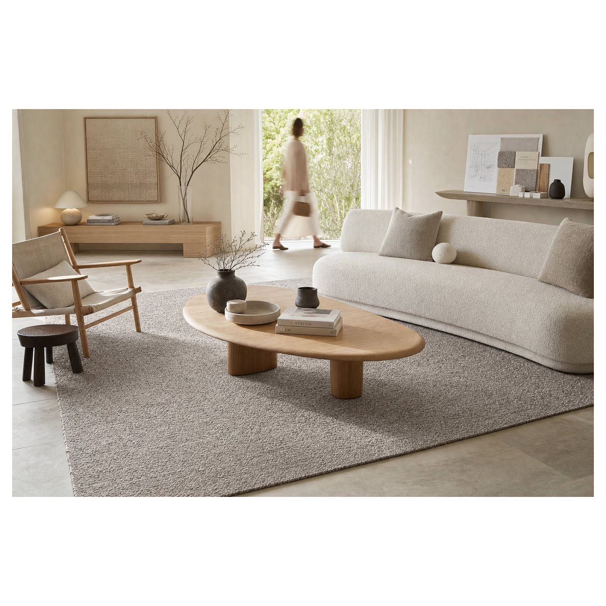 Tapis en laine tricoté à la main gris, RECOLLECTION