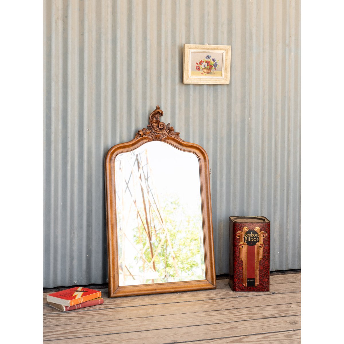 Miroir en bois Georges N°1326 - Bon état bois foncé, DEBONGOUT