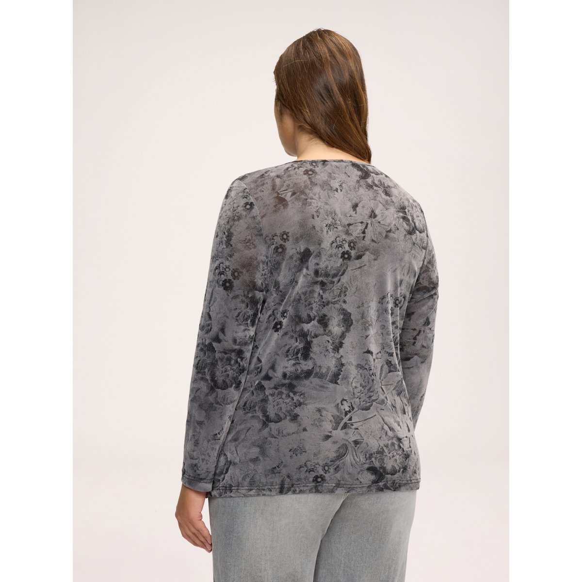 T-shirt avec imprimé et drapé gris, FIORELLA RUBINO