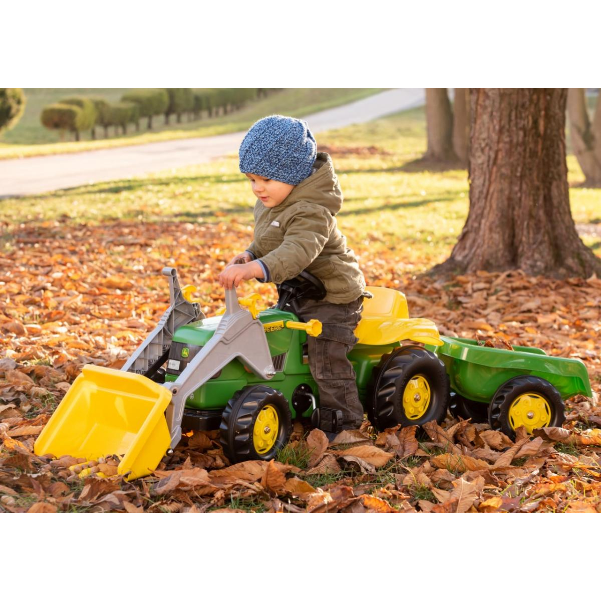 Tracteur a pedales + remorque rollyKid John Deere vert, ROLLY TOYS