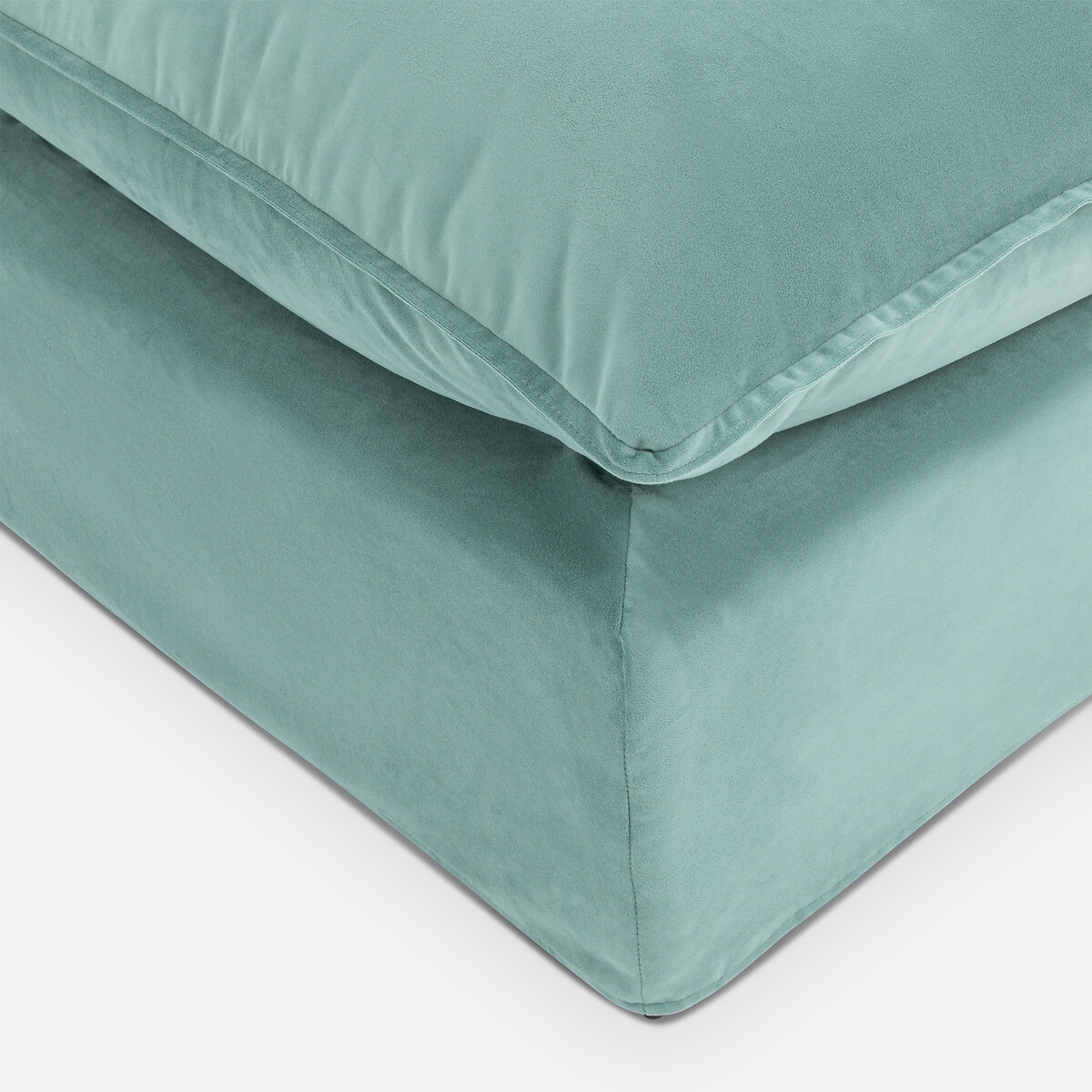 Pouf, déhoussable, en velours, ODNA bleu céladon, LA REDOUTE INTERIEURS