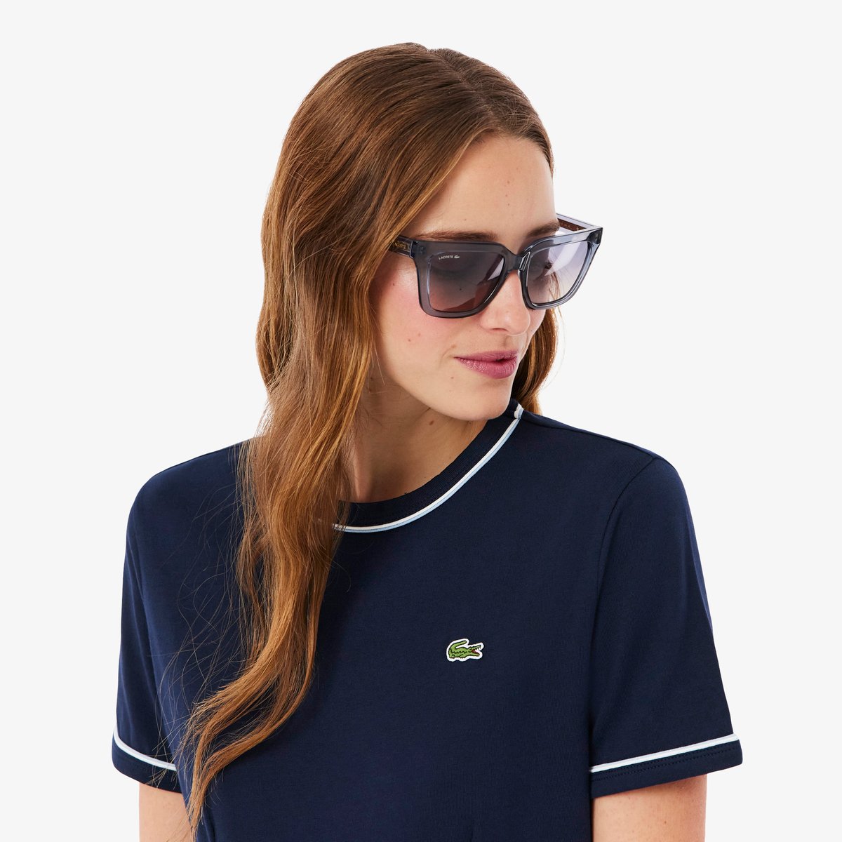 Robe t-shirt jersey liserés bleu-3ui, LACOSTE