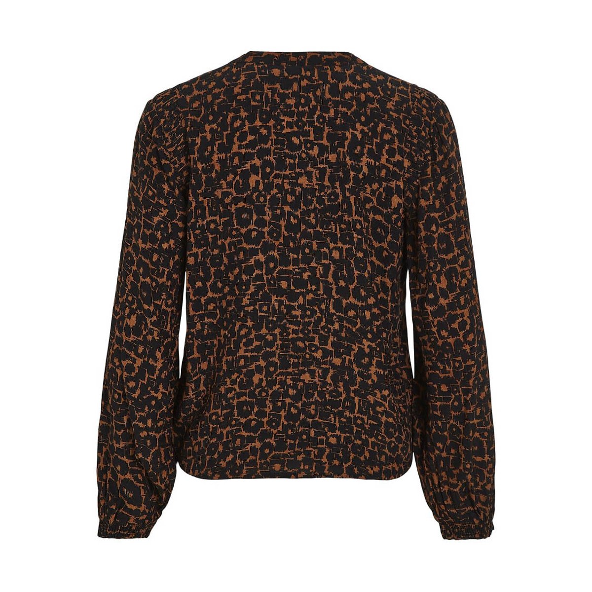 Graphic Print Blouse with V-Neck camel/black, VILA