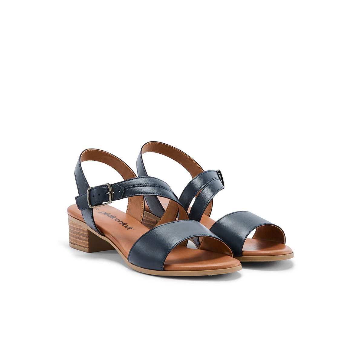 Sandales en cuir confortables marine, PEDICONFORT
