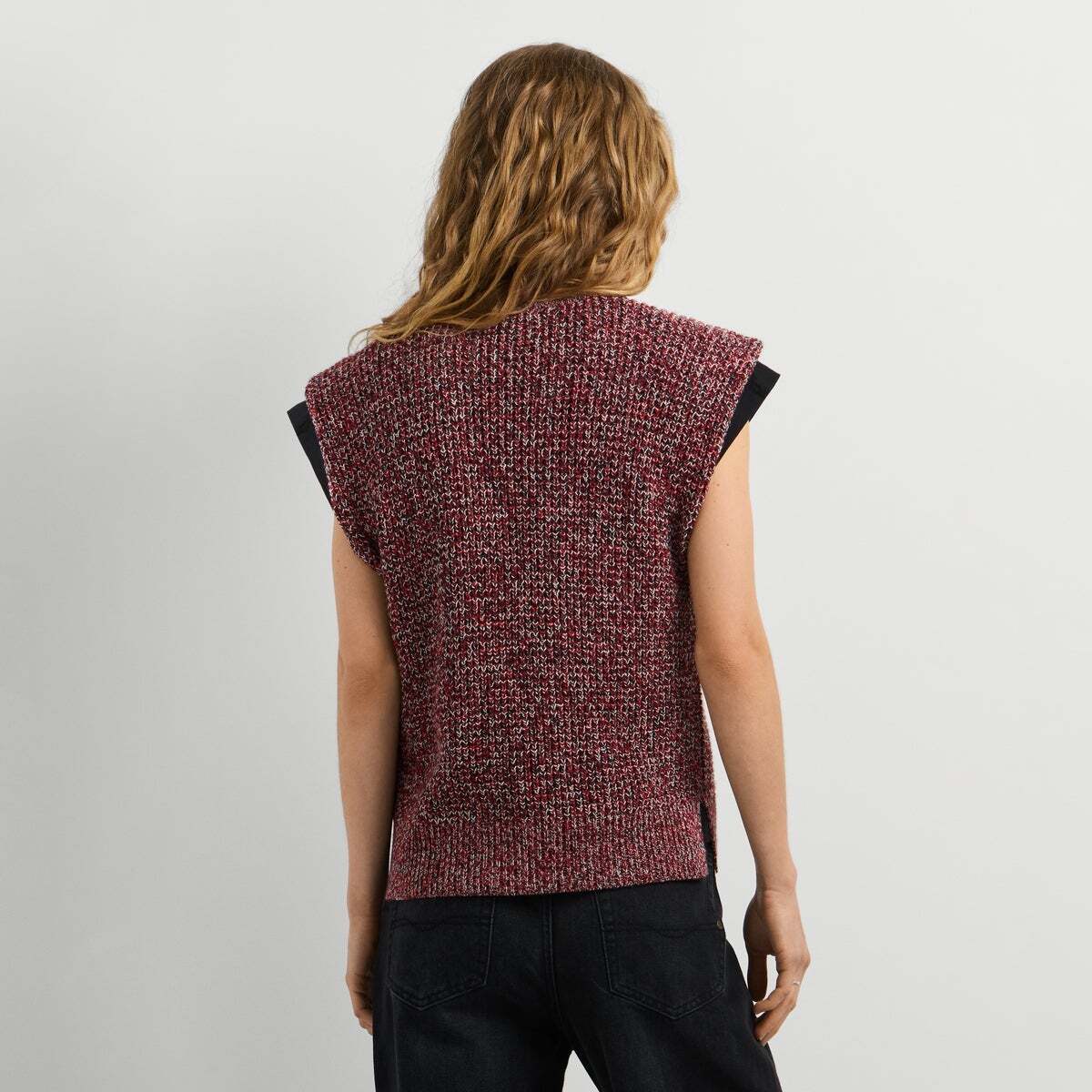 Pull Mouliné Sans Manches rouge baie, PEPE JEANS