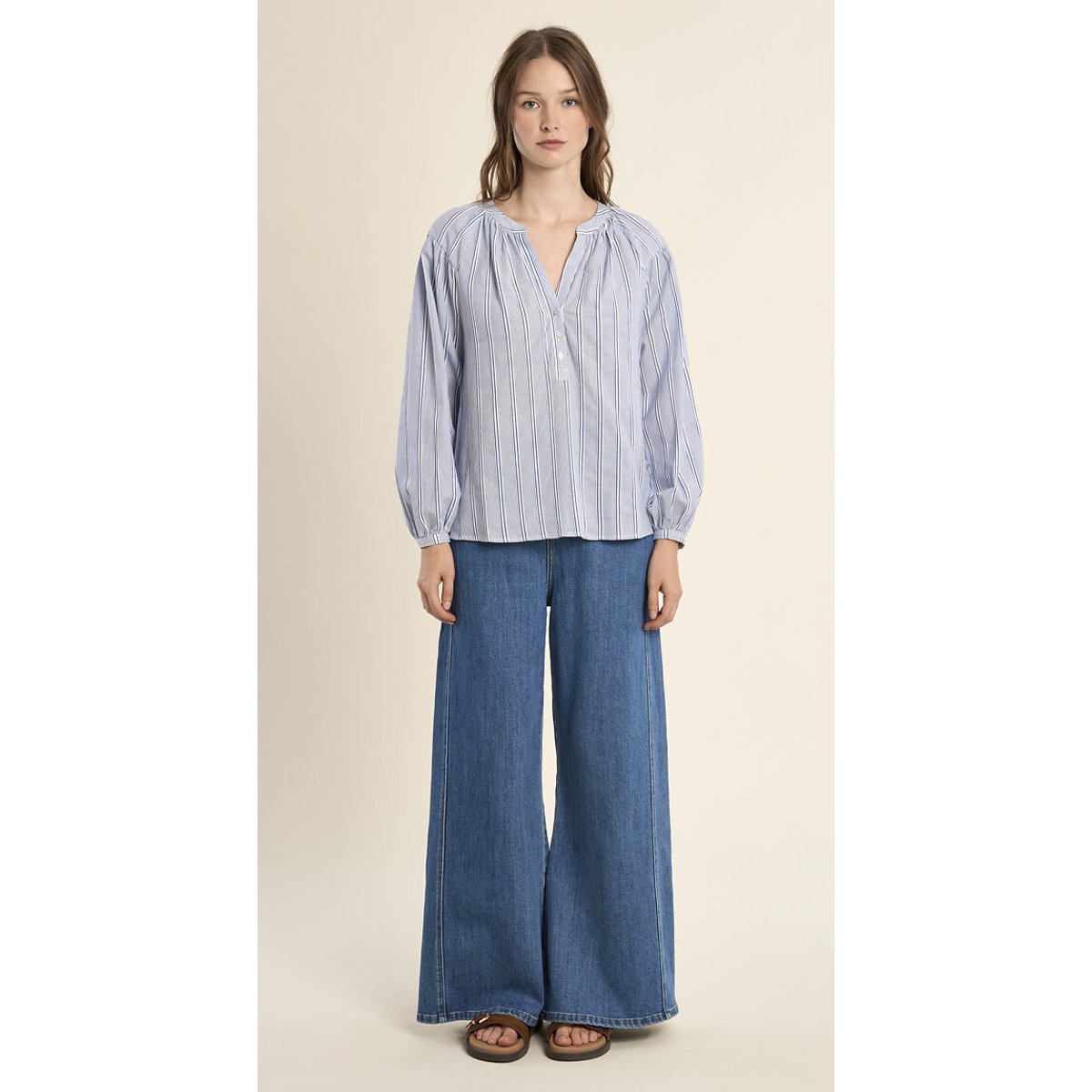 Blouse rayée manches longues bleu, MOLLY BRACKEN