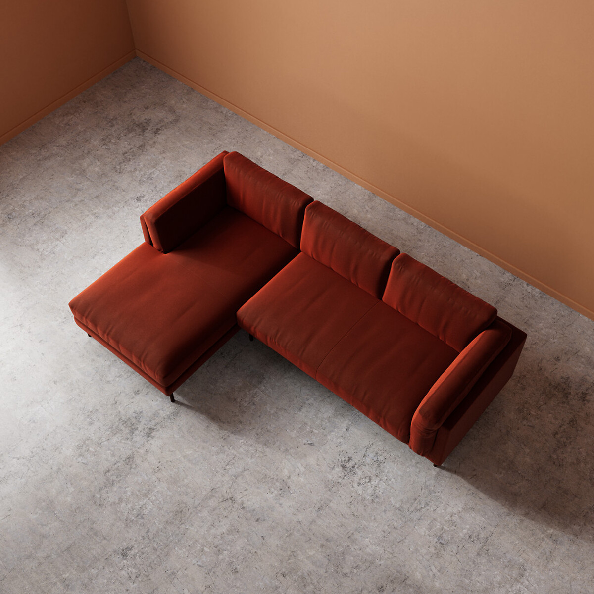 Munich Crushed Velvet Corner Chaise Sofa harissa, SWOON