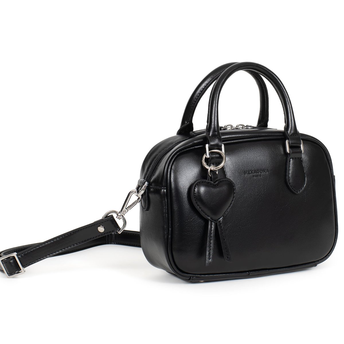 Sac porté main 2 poignées JADE noir, HEXAGONA