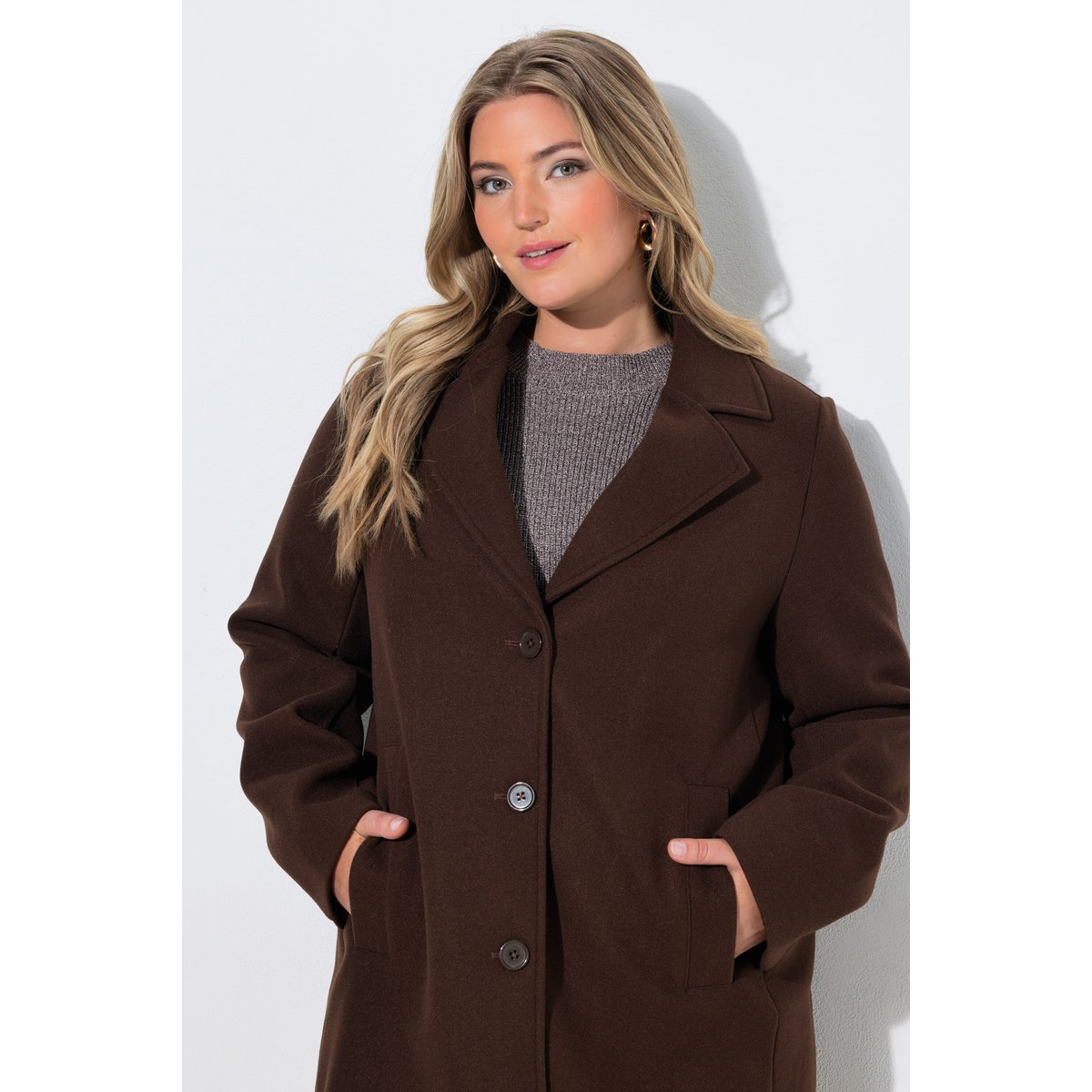 Manteau en laine mélangée chocolat noir, ULLA POPKEN