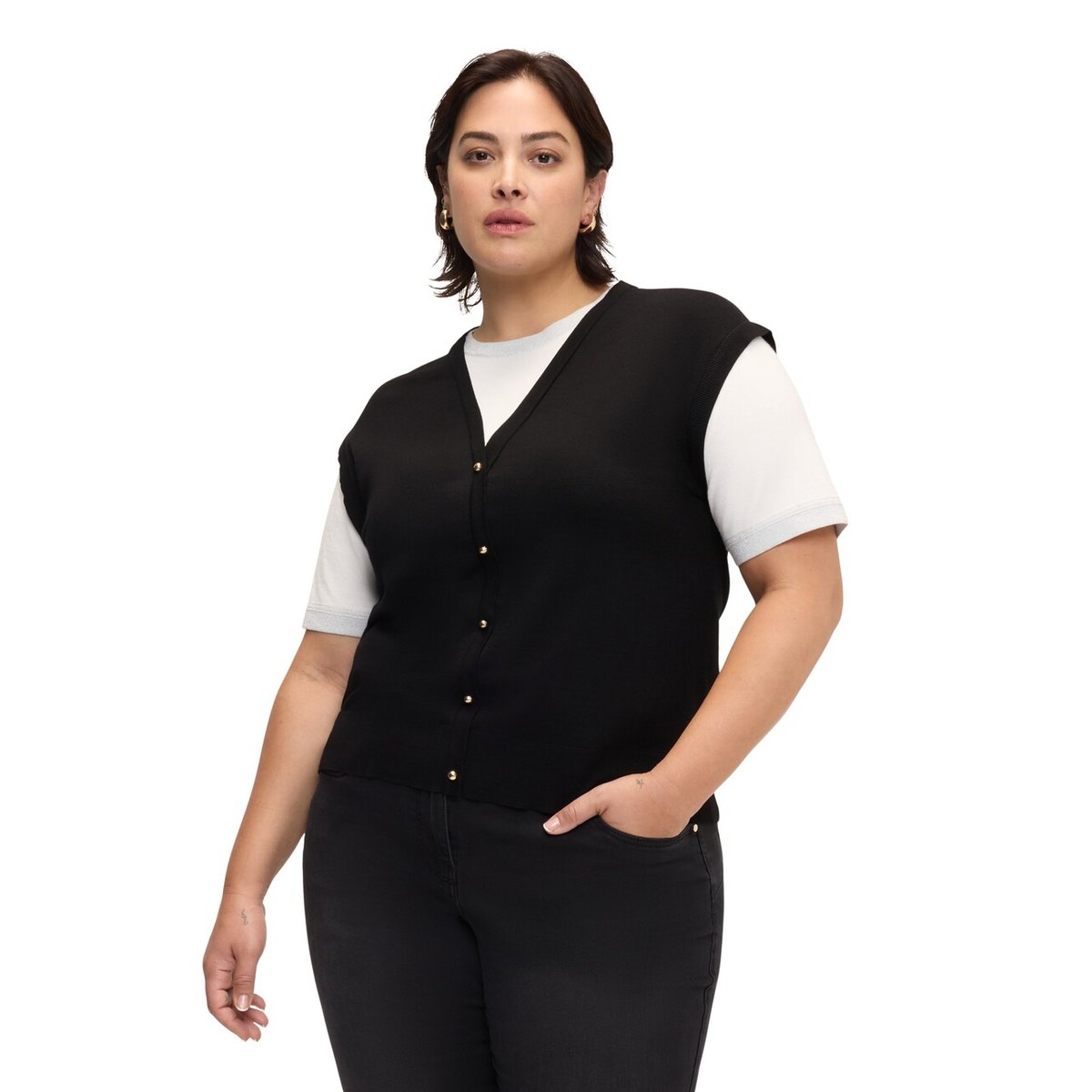 Gilet avec T-shirt combiné noir, FIORELLA RUBINO
