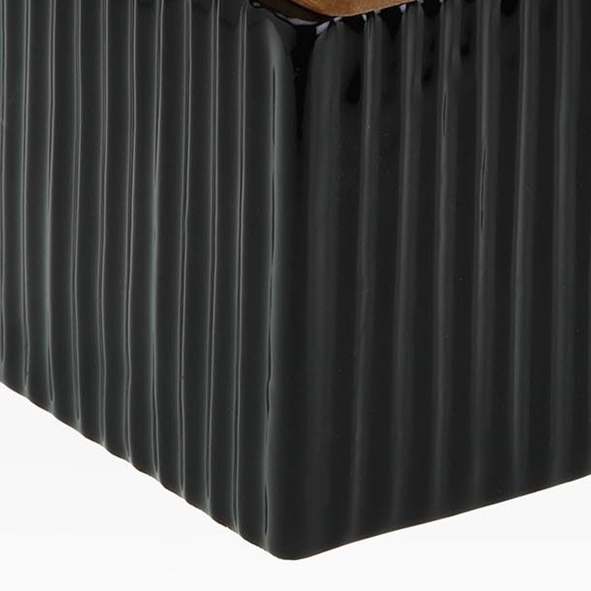Pot à sel en céramique noire et couvercle bambou 11x11x11cm noir, WADIGA