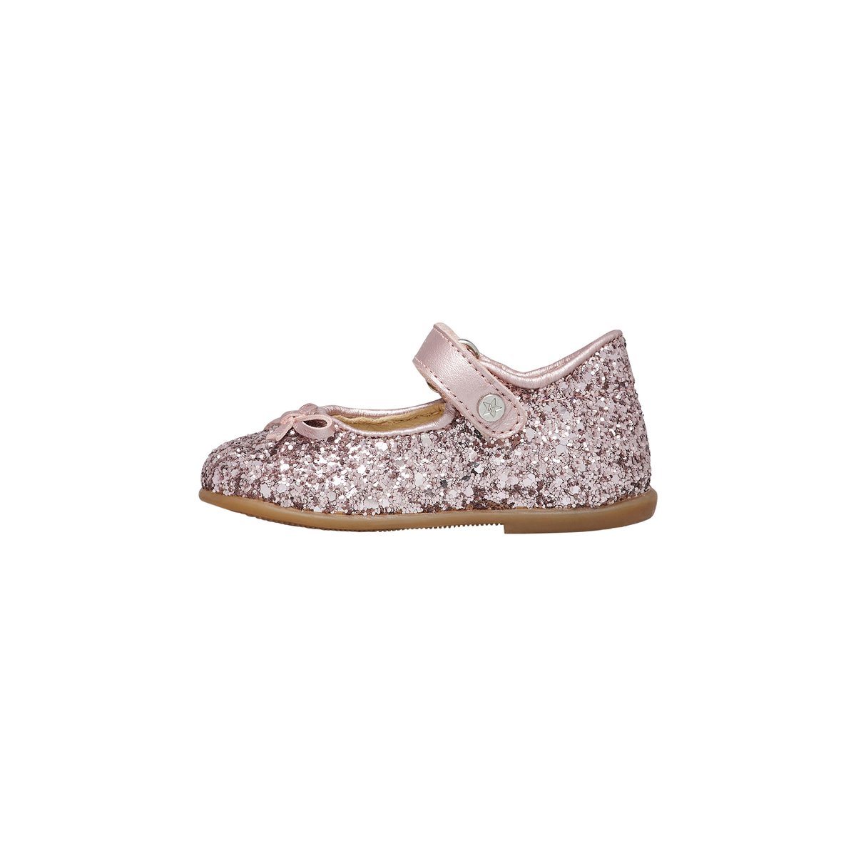Ballerines en cuir et tissu pailleté BALLET rose-, NATURINO