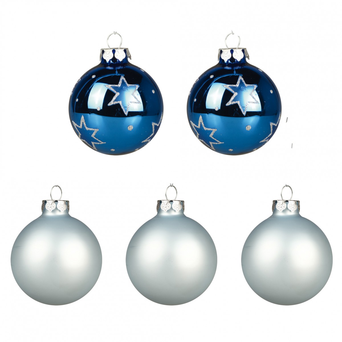 Set de 5 boules decorees bleu, EDEN