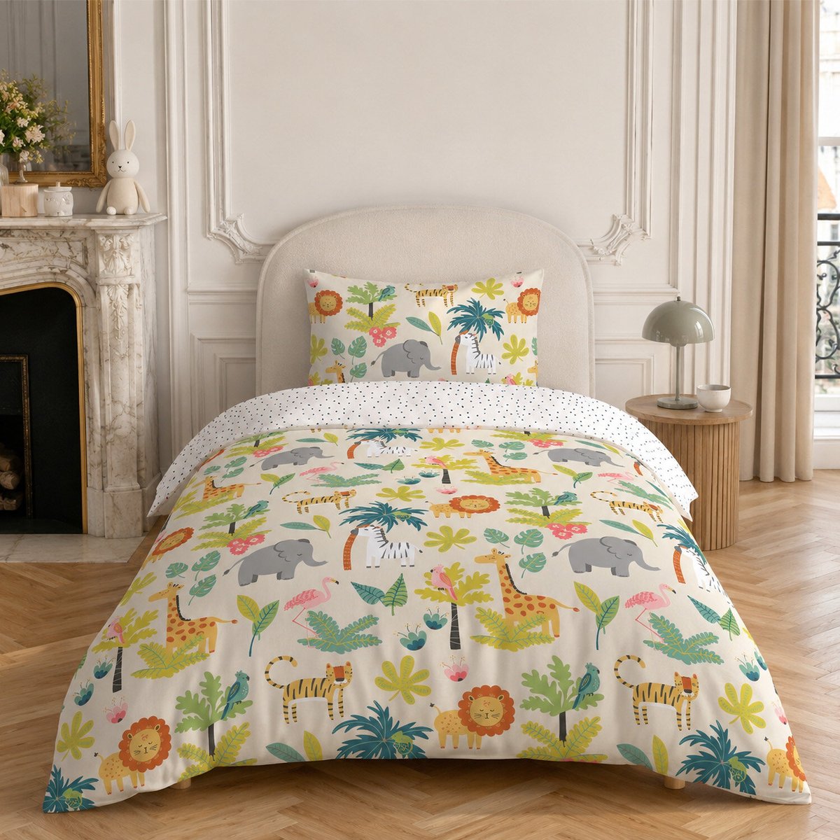 Parure de lit enfant en coton motif safari multicolore, C DESIGN HOME TEXTILE