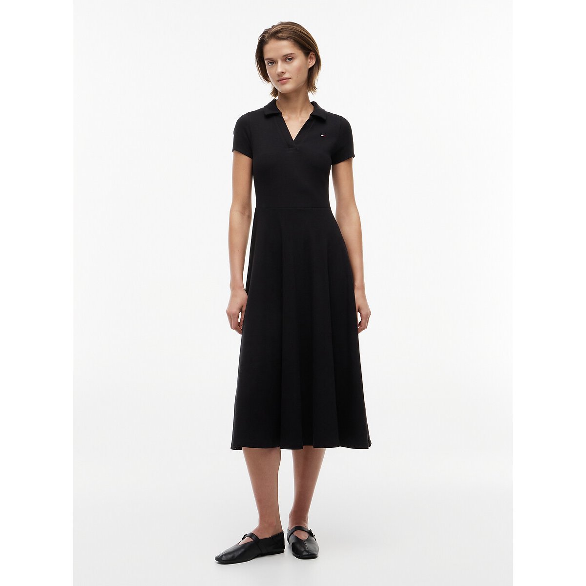 Vestido polo de largo medio negro, TOMMY JEANS