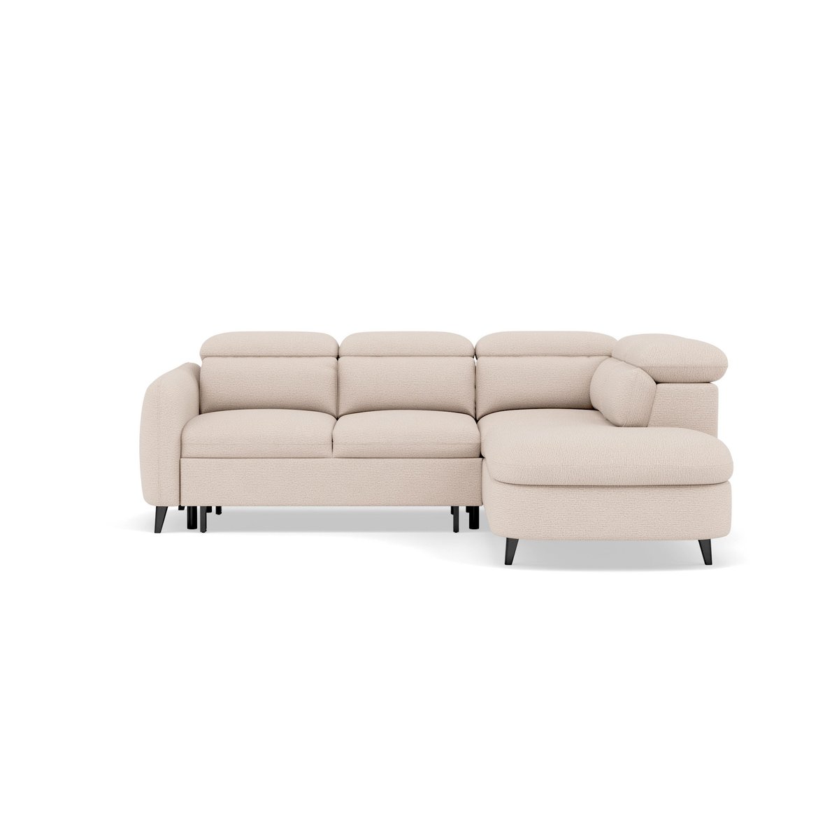 Canapé angle droit convertible tissu texturé, OPALINE beige, BEST MOBILIER