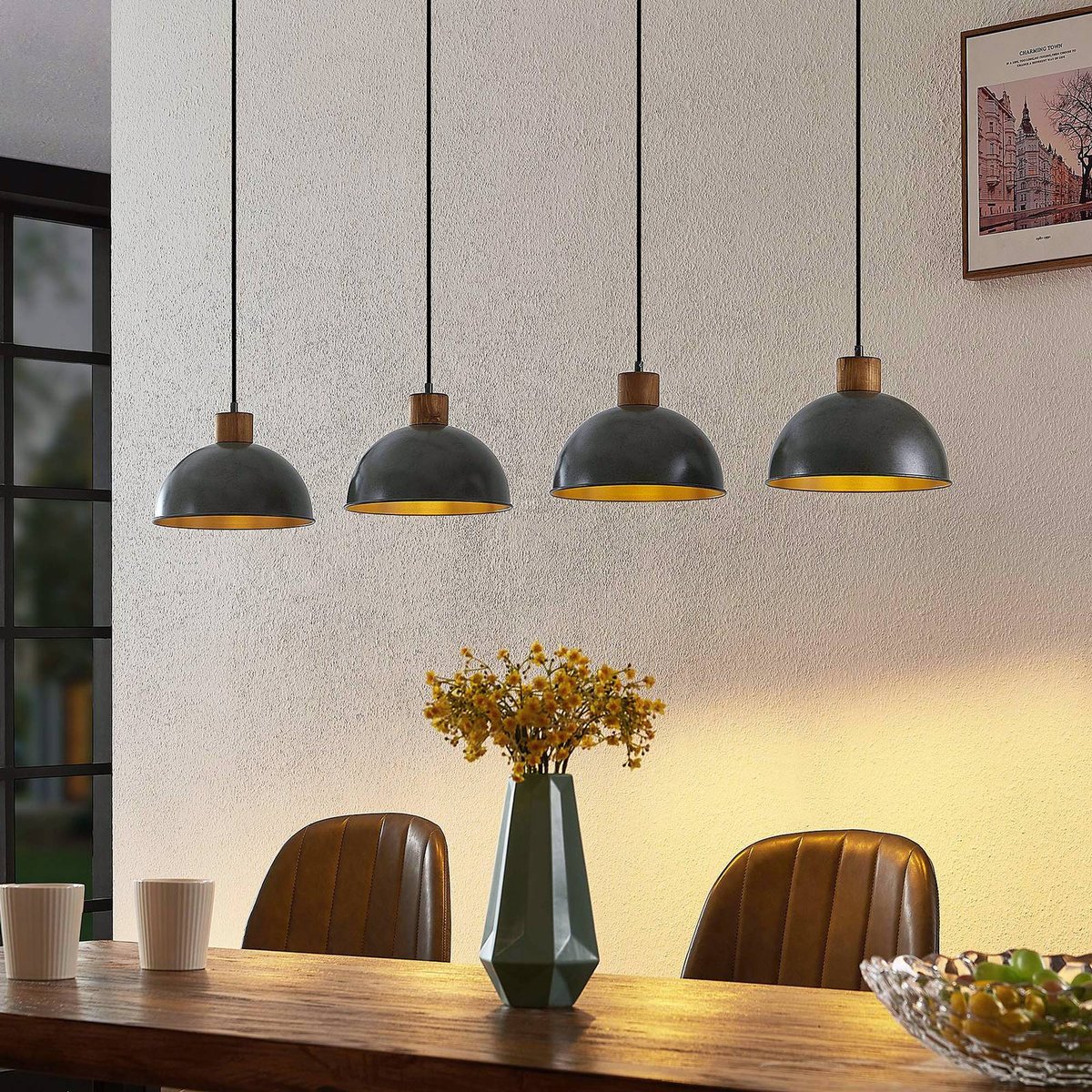 Suspension en bois vintage, Durbis bois naturel, gris foncé, LINDBY