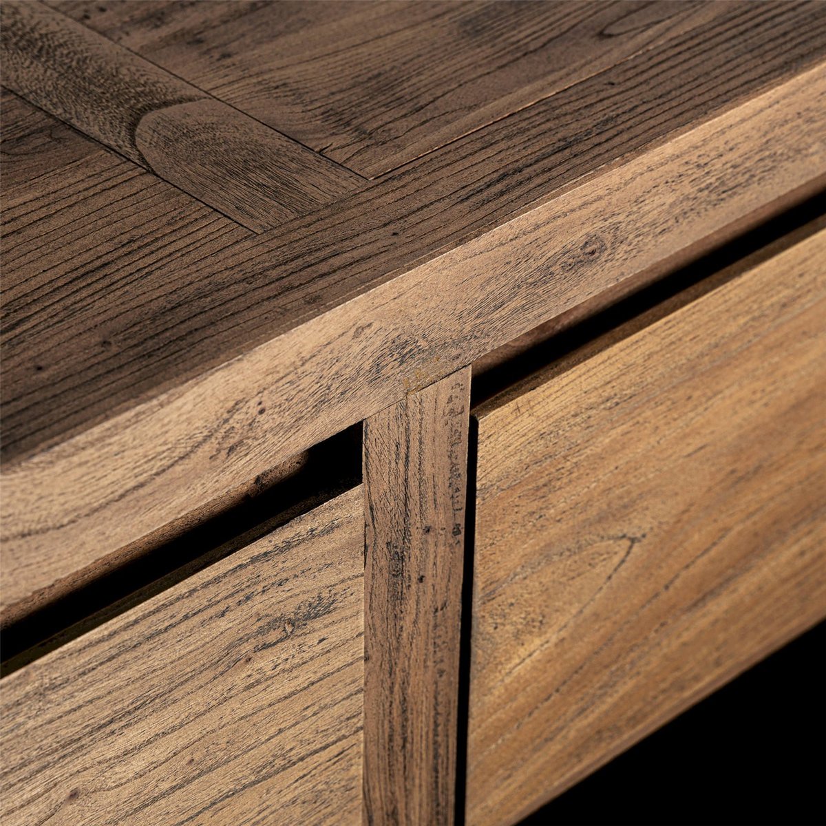 Commode en bois effet marbre marron effet marbré bois d'orme, RECOLLECTION