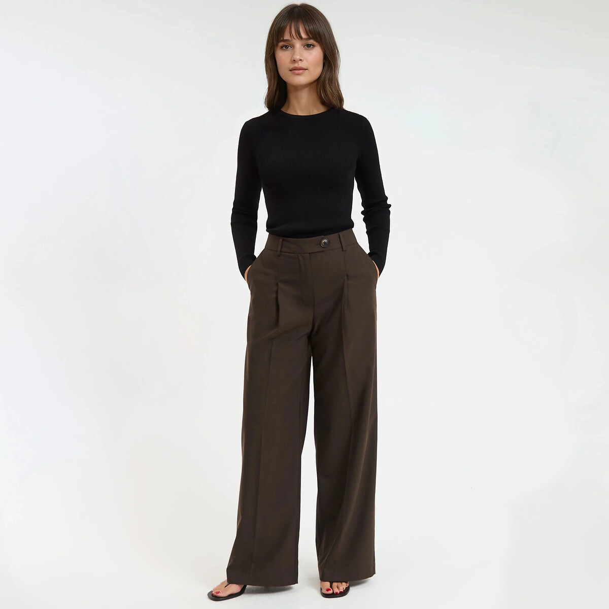 Pull col rond en fine maille noir, LA REDOUTE COLLECTIONS