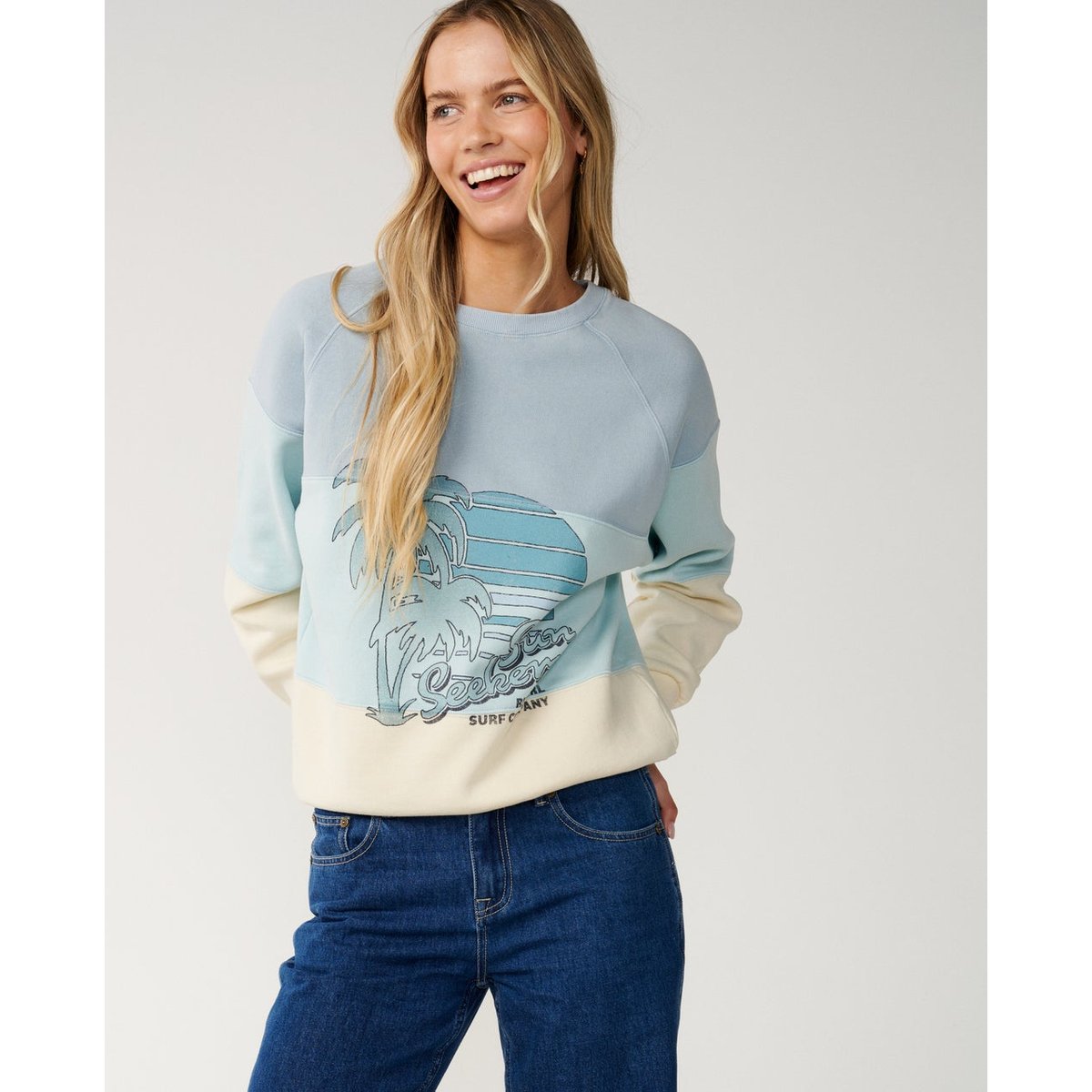 Sweat col rond SEEKER RAGLAN light blue, RIP CURL