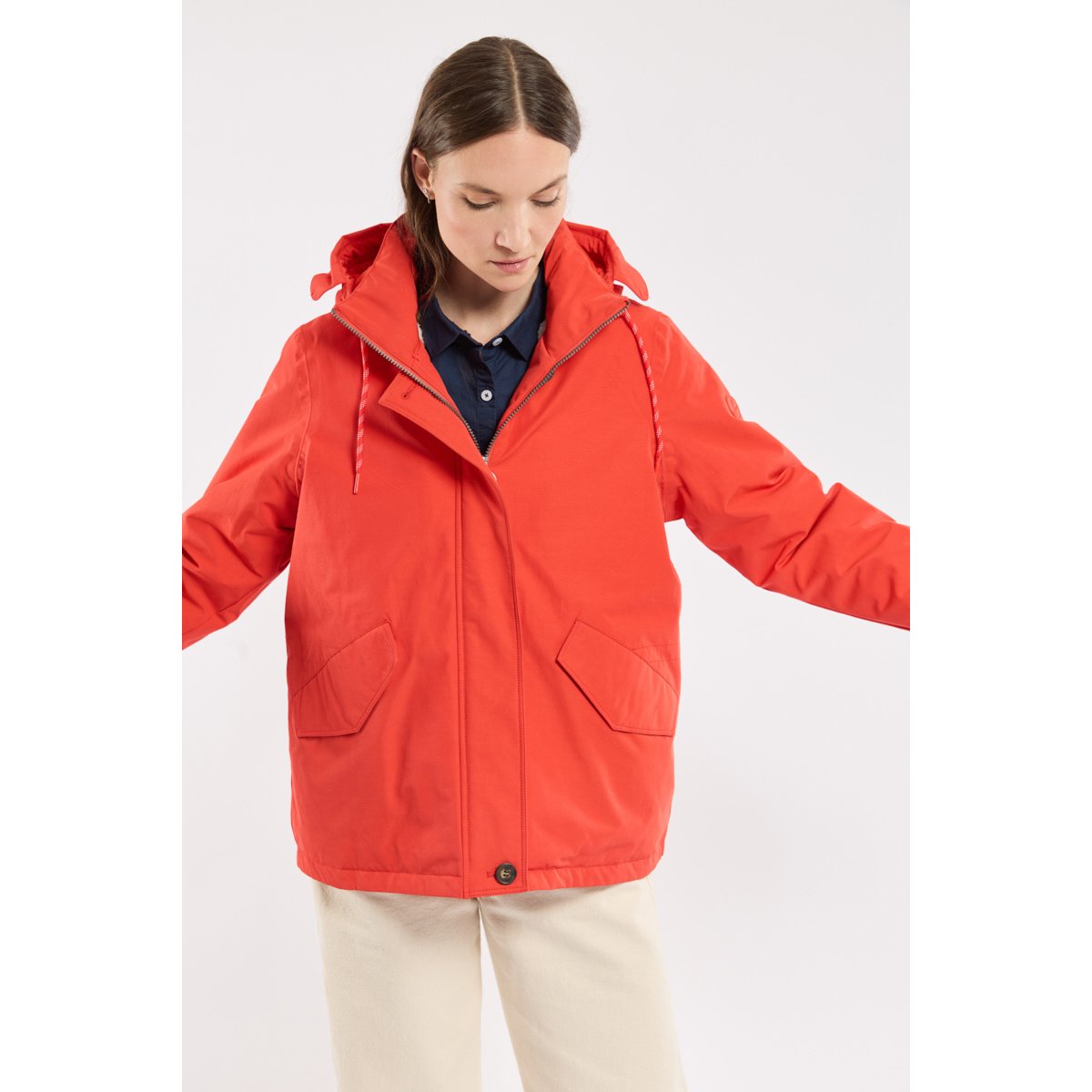 Parka courte en polyester recyclé BAGAD orange, BERMUDES