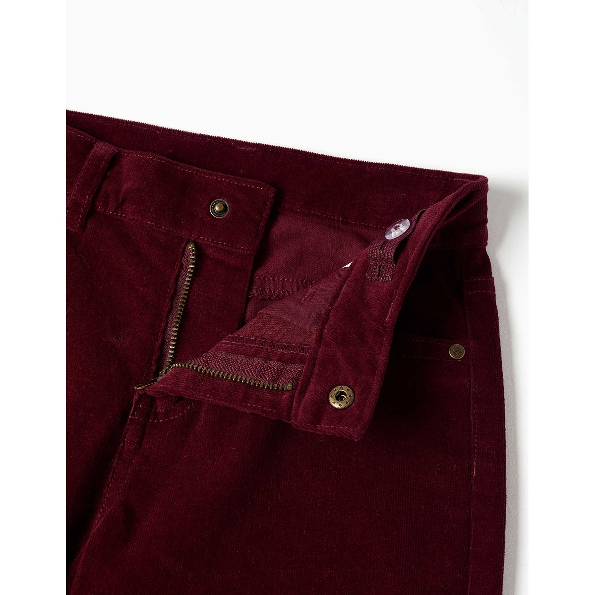 Pantalon à coupe droite en velours côtelé rouge foncé, ZIPPY