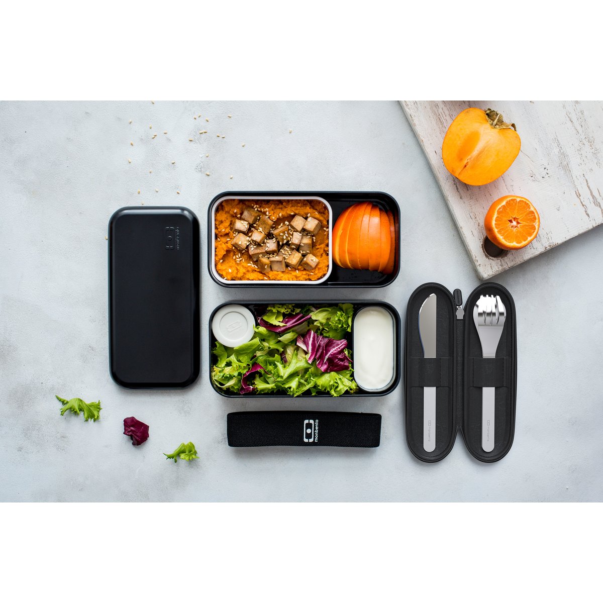 Set De Couverts Mb Slim Nest Trio Gris noir, MONBENTO