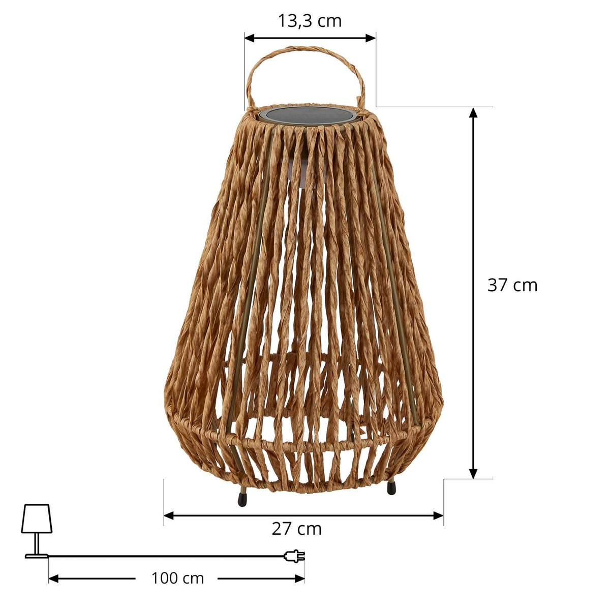 Lampe solaire extérieur en boisLED, Amaria bois clair, LINDBY