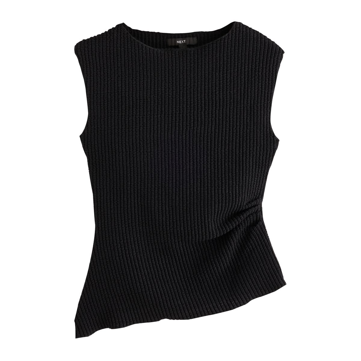 Haut asymétrique texturé sans manches noir, NEXT