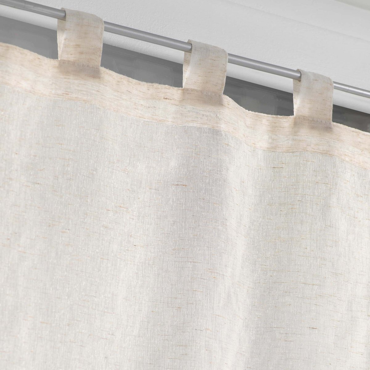 Paire de petits voilages  -  - Effet lin tissé beige, DOUCEUR D'INTÉRIEUR
