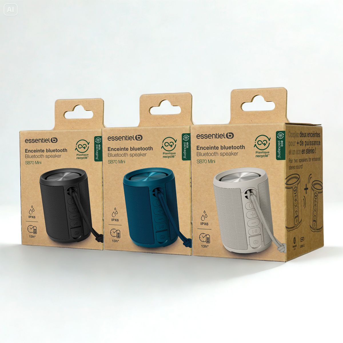 Enceinte portable SB70 mini crème couleur unique, ESSENTIEL B