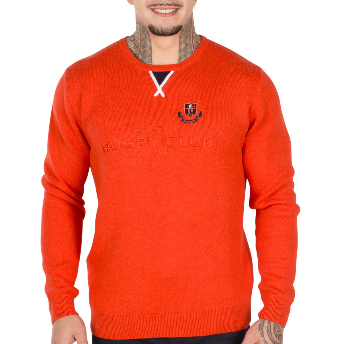 Pull rugby club col rond orange, SHILTON