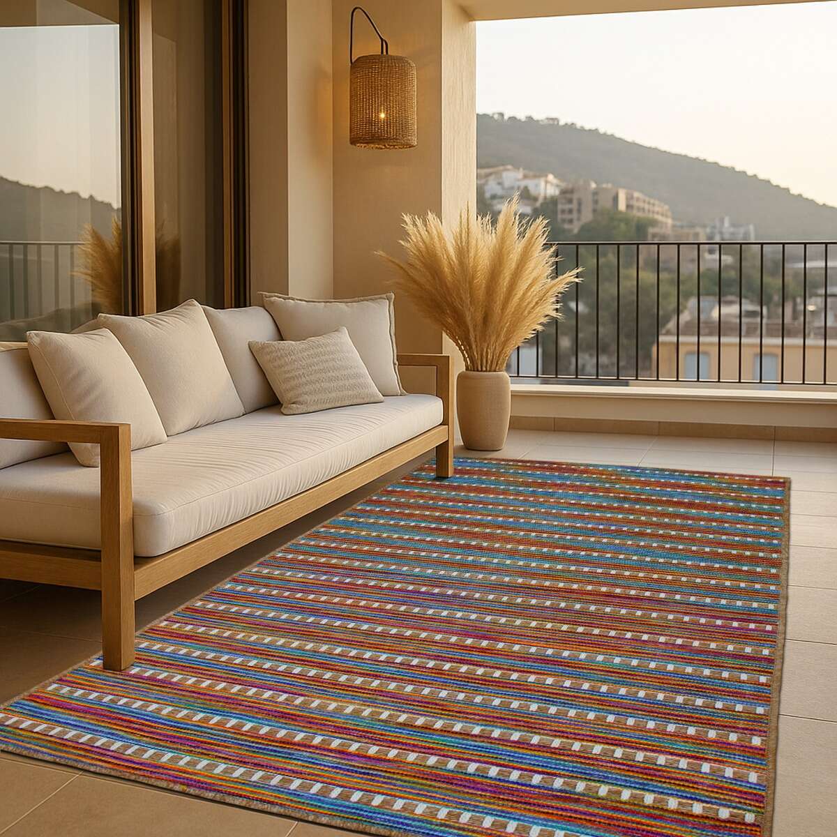 Tapis salon aspect jute salon JUTA LOOK beige multicolore, THE DECO FACTORY