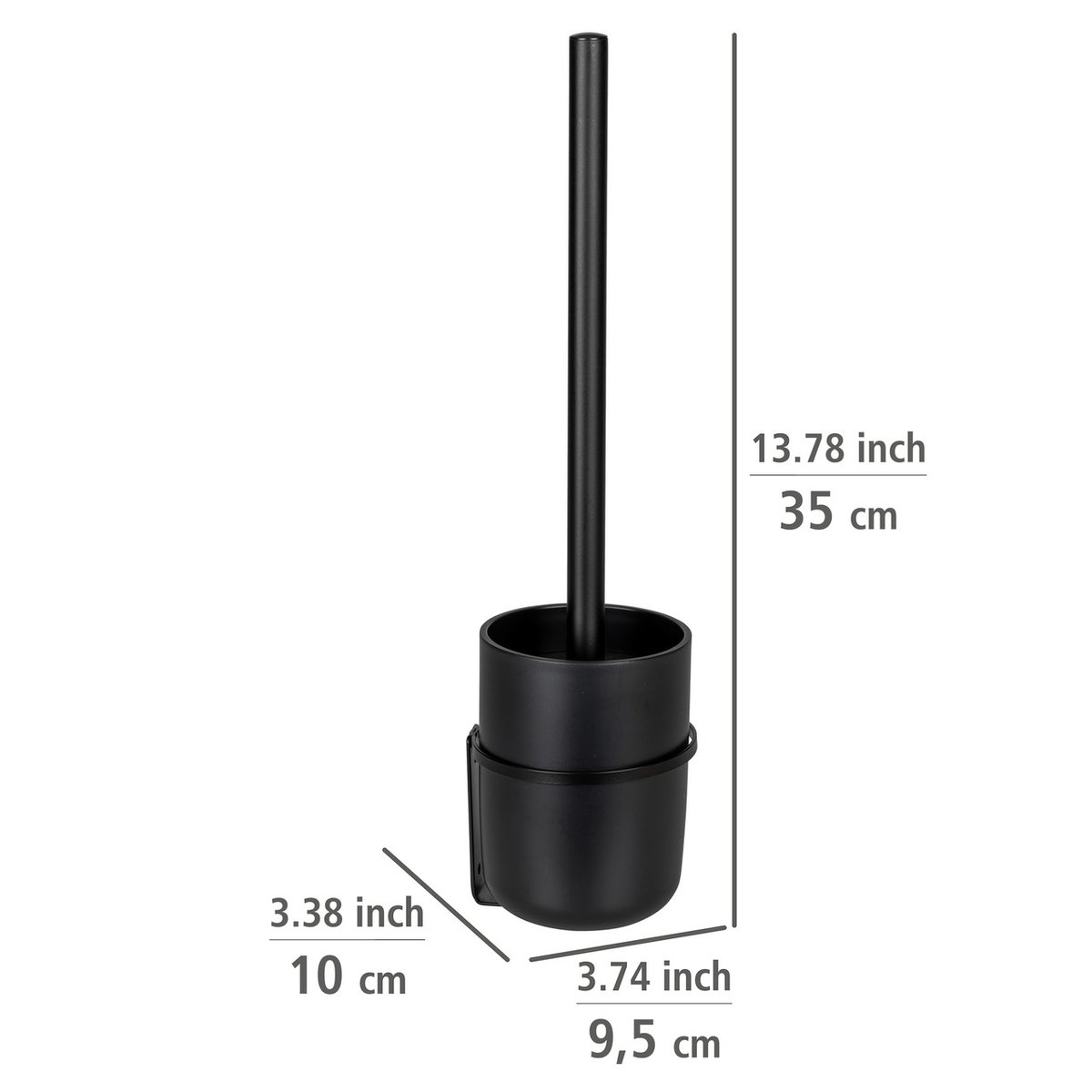 Brosse WC mural sans perçage CARPINO noir, WENKO