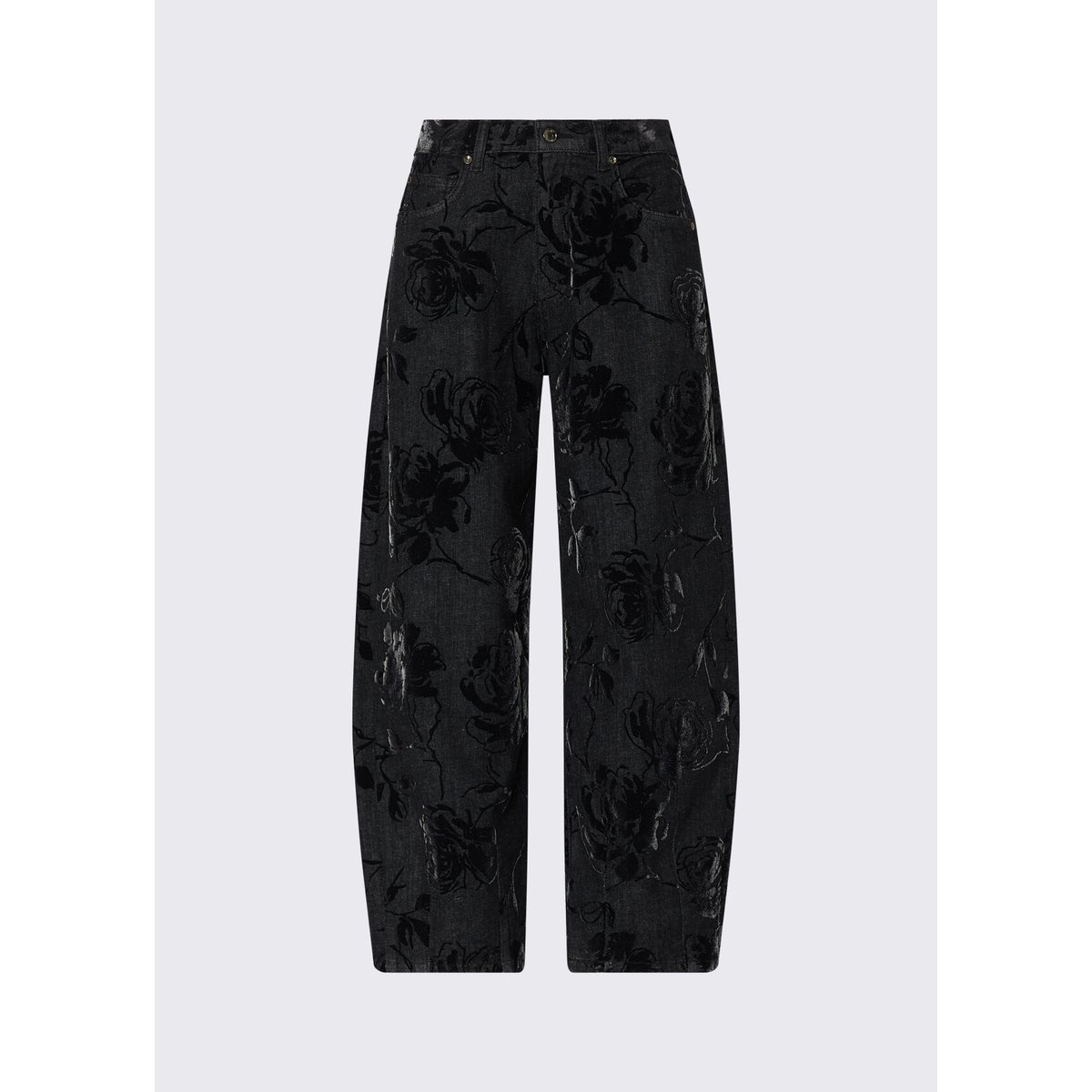 Pantalon ballon avec imprimé floqué denim noir, LIU JO