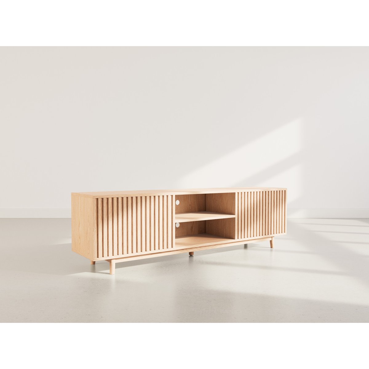 Meuble TV 2 portes 2 niches, FREYA bois, BEST MOBILIER