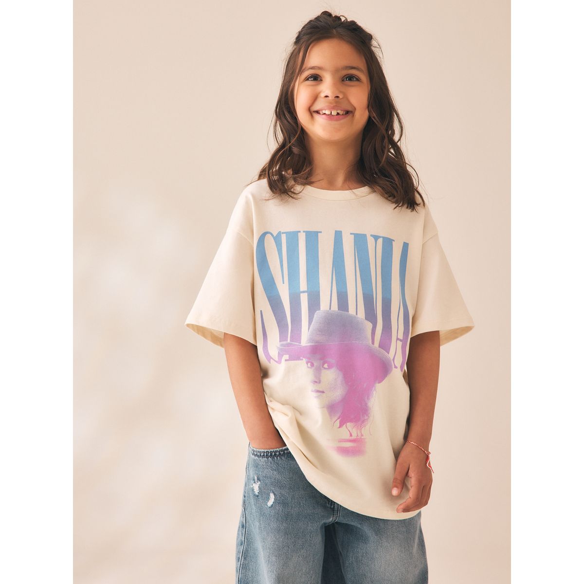 T-shirt oversize à motif shania twain écru, NEXT